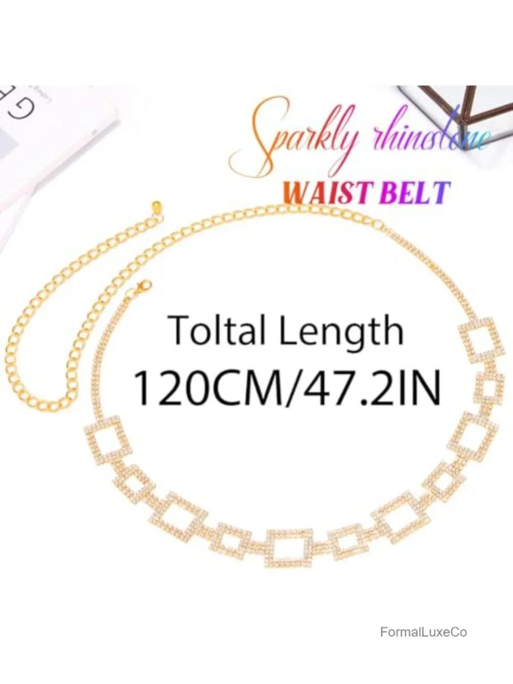 Silver Rhinestone Bling Waist Chain Belt for Women Dresses Accessories